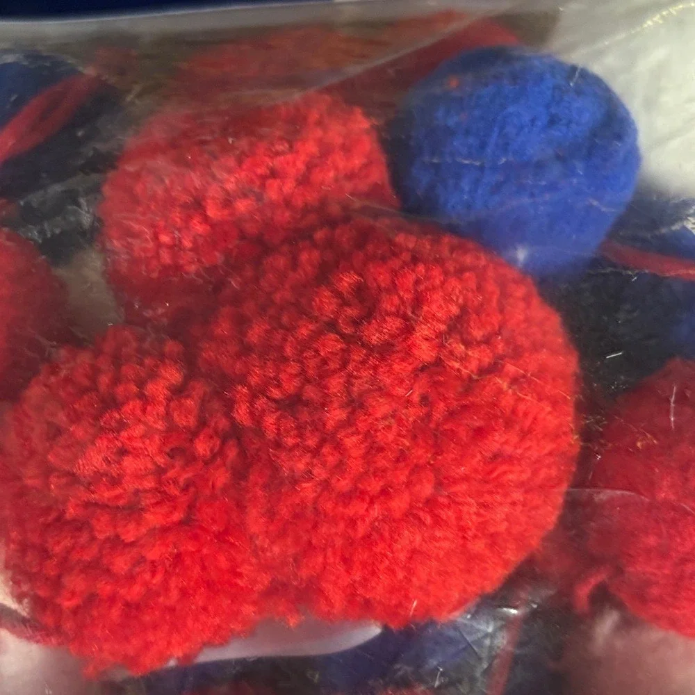 Disney Mickey Mouse Americana Garland Pom Pom - Red, White & Blue 72in GIFT NEW